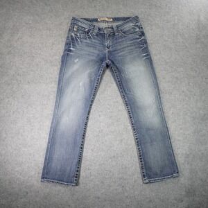 Big Star Jeans‎ Womens 26 Blue Distressed Maddie Mid Rise Wiskering Heavy Stitch